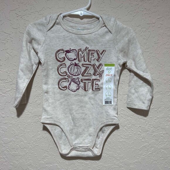 Dot & Zazz Unisex "Comfy Cozy Cute" Thanksgiving One Piece Sleeper 9-12 Months - Picture 3 of 9